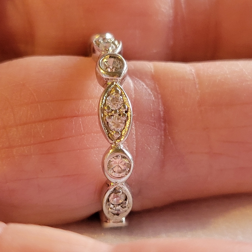 Sterling Silver CZ Unique Eternity Ring